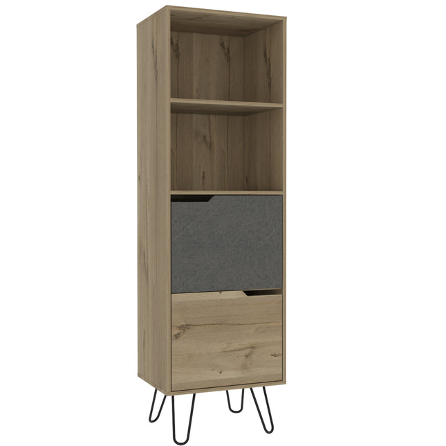 Modern Living - Tall Bookcase - Pine Effect & - Grey Stone