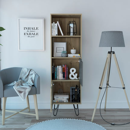 Modern Living - Tall Bookcase - Pine Effect & - Grey Stone