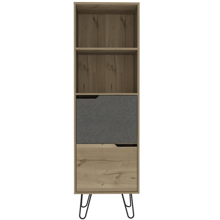 Modern Living - Tall Bookcase - Pine Effect & - Grey Stone