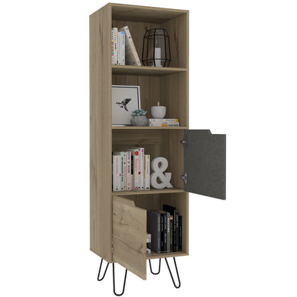 Modern Living - Tall Bookcase - Pine Effect & - Grey Stone