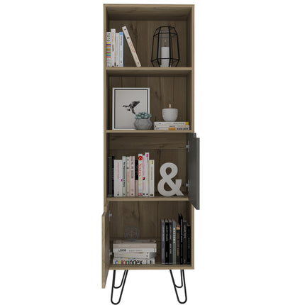 Modern Living - Tall Bookcase - Pine Effect & - Grey Stone