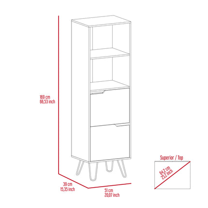 Modern Living - Tall Bookcase - Pine Effect & - Grey Stone