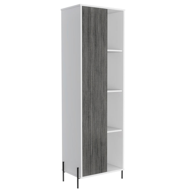 Modern Living - Tall Display Cabinet - White & Carbon - Grey
