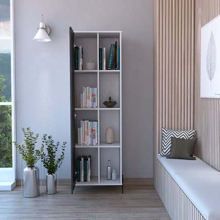 Modern Living - Tall Display Cabinet - White & Carbon - Grey