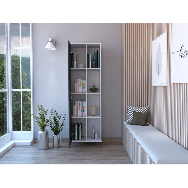 Modern Living - Tall Display Cabinet - White & Carbon - Grey