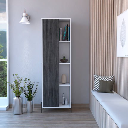 Modern Living - Tall Display Cabinet - White & Carbon - Grey