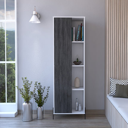 Modern Living - Tall Display Cabinet - White & Carbon - Grey