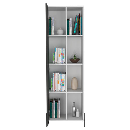 Modern Living - Tall Display Cabinet - White & Carbon - Grey