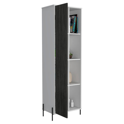 Modern Living - Tall Display Cabinet - White & Carbon - Grey