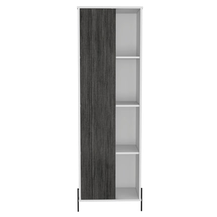 Modern Living - Tall Display Cabinet - White & Carbon - Grey