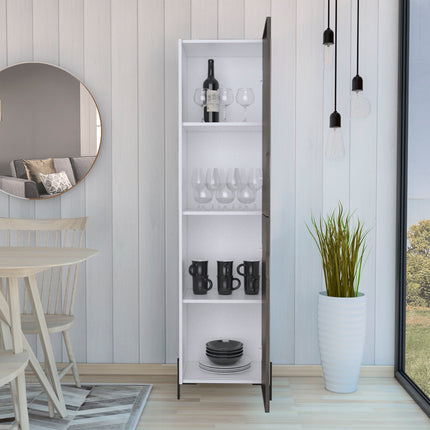 Modern Living - Tall Narrow Storage Cabinet - White & Carbon