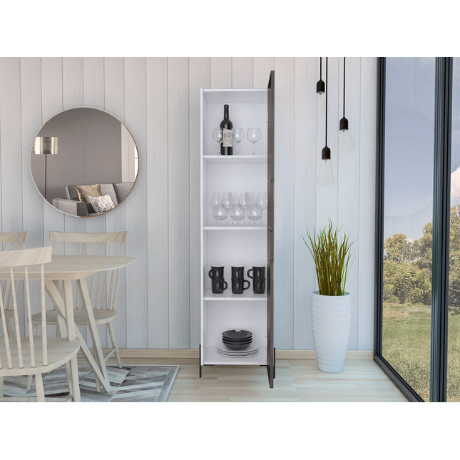 Modern Living - Tall Narrow Storage Cabinet - White & Carbon