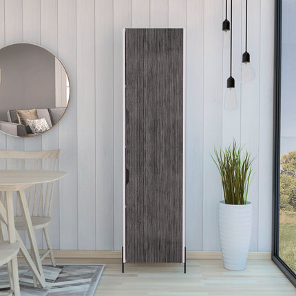 Modern Living - Tall Narrow Storage Cabinet - White & Carbon