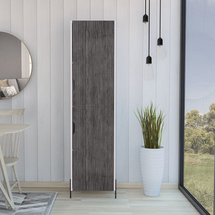 Modern Living - Tall Narrow Storage Cabinet - White & Carbon