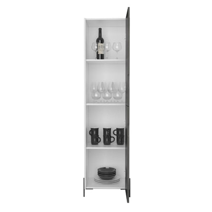 Modern Living - Tall Narrow Storage Cabinet - White & Carbon
