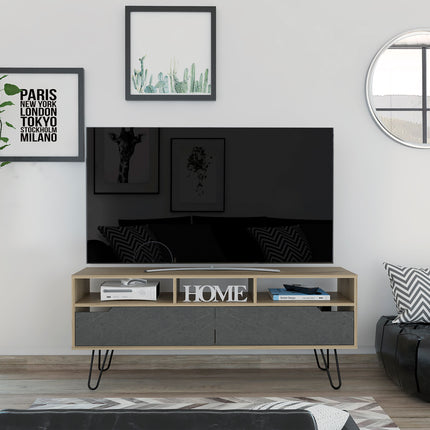 Modern Living - Widescreen TV Unit - Pine & - Grey Stone 