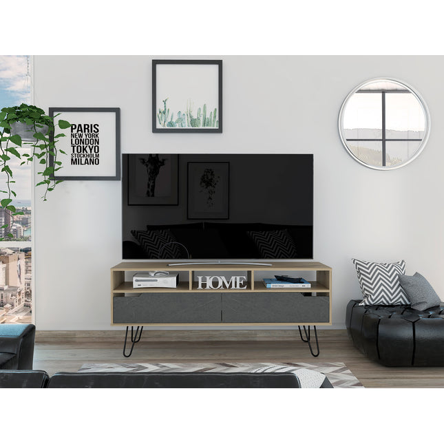 Modern Living - Widescreen TV Unit - Pine & - Grey Stone
