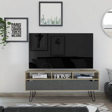 Modern Living - Widescreen TV Unit - Pine & - Grey Stone 