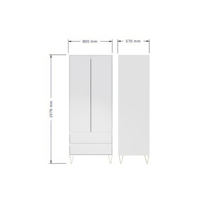 Monaco - 2 Door 2 Drawer Wardrobe 