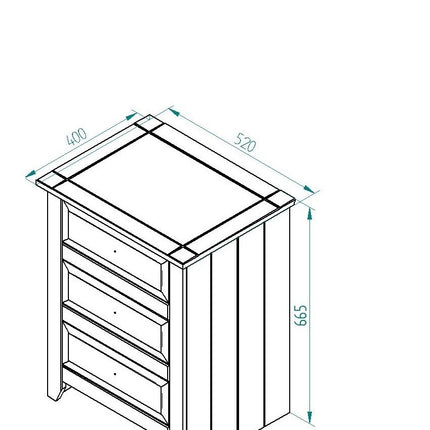 Painted - 3 Drawer Bedside Cabinet