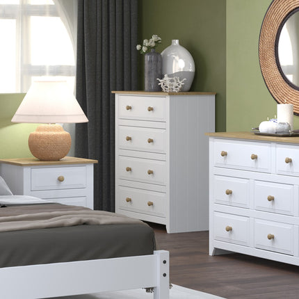 Painted - 4 Drawer Chest - Antique Waxed Pine Top