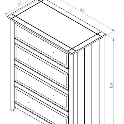 Painted - 4 Drawer Chest - Antique Waxed Pine Top