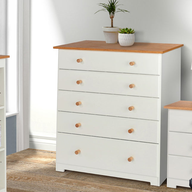 Painted - 5 Drawer Chest - Soft White