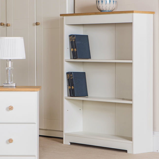 Painted - Low Narrow Bookcase - Soft White - Adjustable