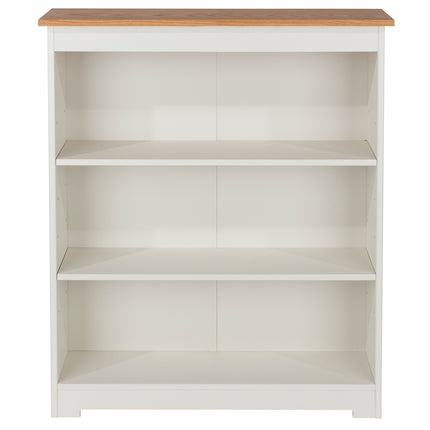 Painted - Low Wide Bookcase - Soft White - Woodgrain