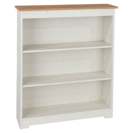 Painted - Low Wide Bookcase - Soft White - Woodgrain