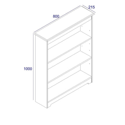 Painted - Low Wide Bookcase - Soft White - Woodgrain