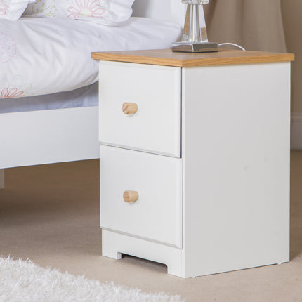 Painted - Petite 2 Drawer Bedside Cabinet - Soft White