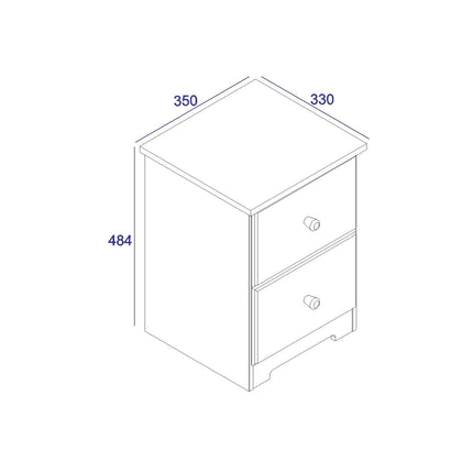 Painted - Petite 2 Drawer Bedside Cabinet - Soft White