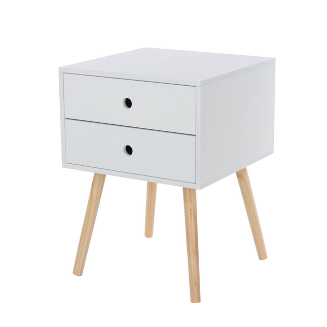 Painted - Scandia 2 Drawer Bedside - Tapered Wood Legs