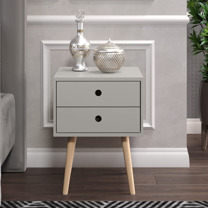 Painted - Scandia 2 Drawer Bedside - Tapered Wood Legs