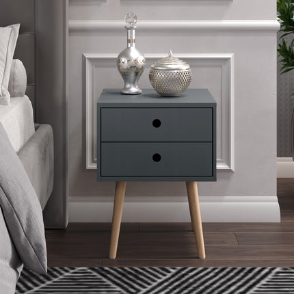 Painted - Scandia 2 Drawer Bedside - Tapered Wood Legs