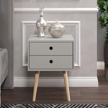 Painted - Scandia 2 Drawer Bedside - Tapered Wood Legs