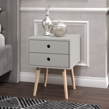 Painted - Scandia 2 Drawer Bedside - Tapered Wood Legs