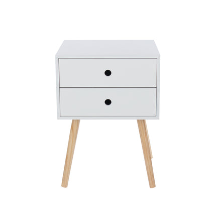 Painted - Scandia 2 Drawer Bedside - Tapered Wood Legs