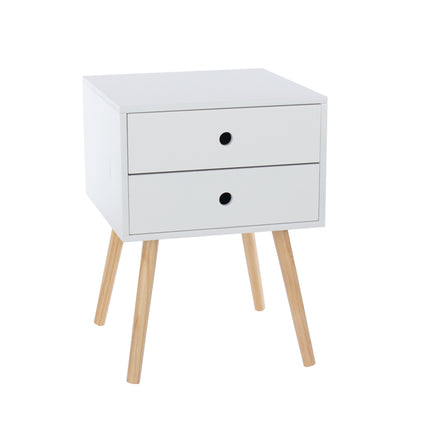 Painted - Scandia 2 Drawer Bedside - Tapered Wood Legs