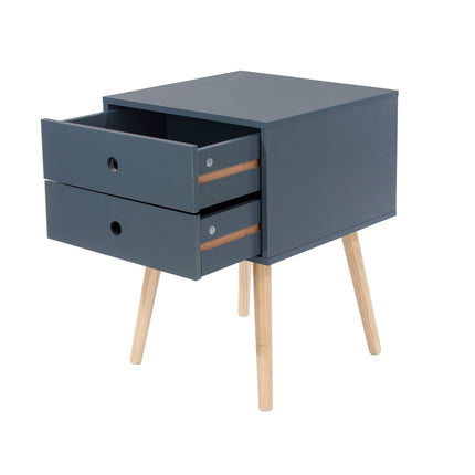 Painted - Scandia 2 Drawer Bedside - Tapered Wood Legs