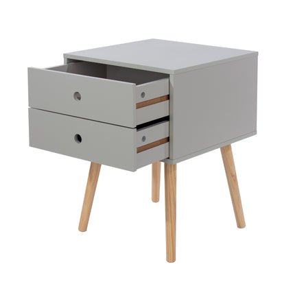 Painted - Scandia 2 Drawer Bedside - Tapered Wood Legs