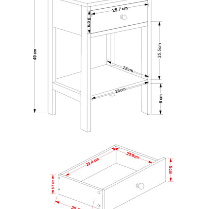 Painted - Shaker 1 Drawer Petite Bedside - Ideal for Small Spaces
