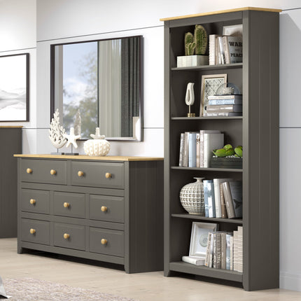 Painted - Tall Bookcase - Carbon - Grey - Adjustable Shelves