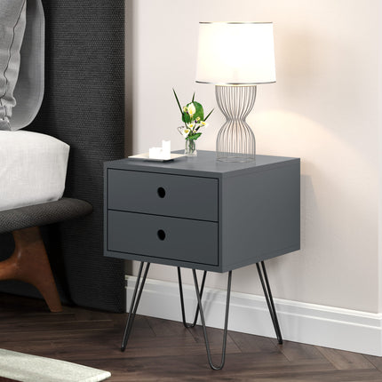 Painted - Telford Metal Leg 2 Drawer Bedside