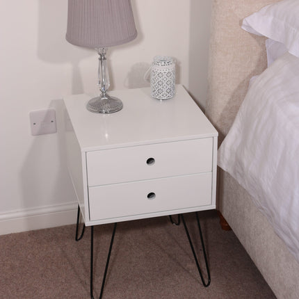 Painted - Telford Metal Leg 2 Drawer Bedside