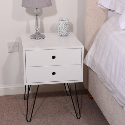 Painted - Telford Metal Leg 2 Drawer Bedside