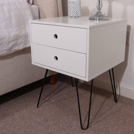 Painted - Telford Metal Leg 2 Drawer Bedside