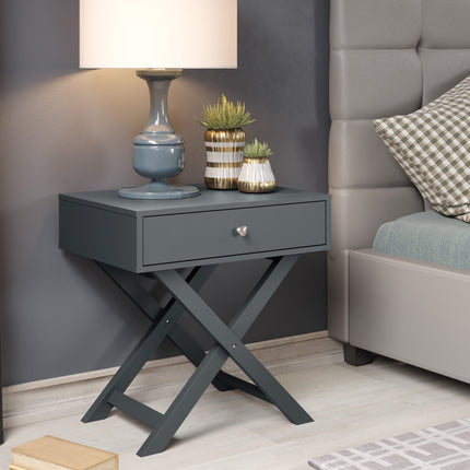 Painted - X Leg 1 Drawer Petite Bedside