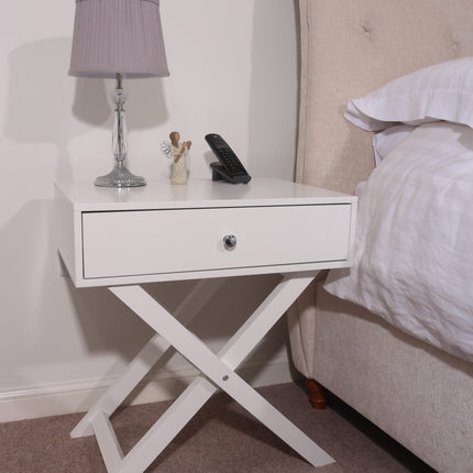 Painted - X Leg 1 Drawer Petite Bedside